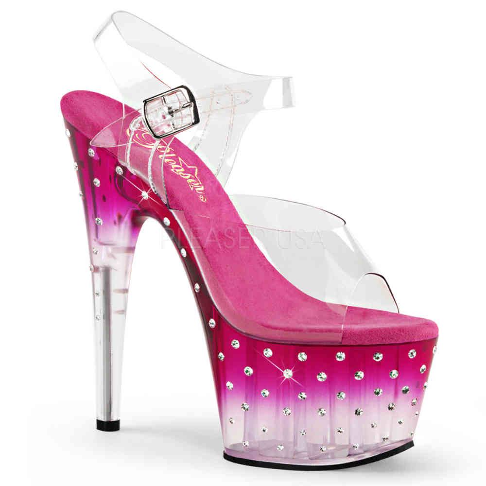 Pleaser - STARDUST708T Ankle strap sandal, Pole dance shoes - Pole dance shoes - Pink/Transparent Product image
